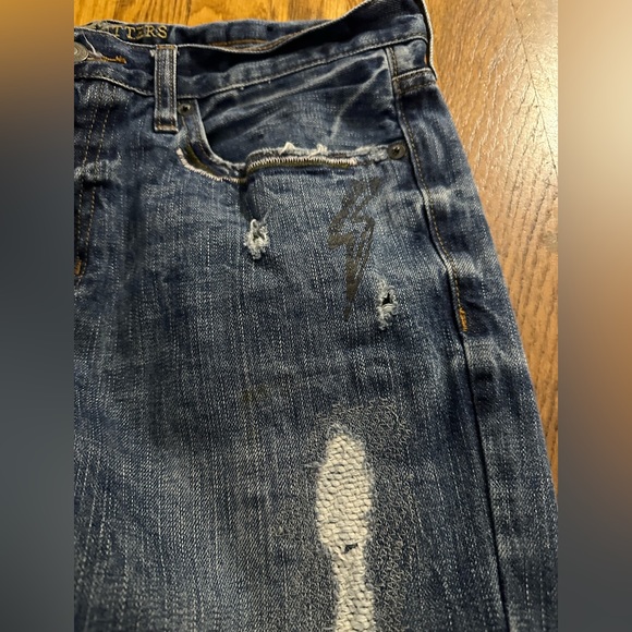 Vintage American Eagle Graffiti Skinny Jeans 33x30 - Picture 7 of 9